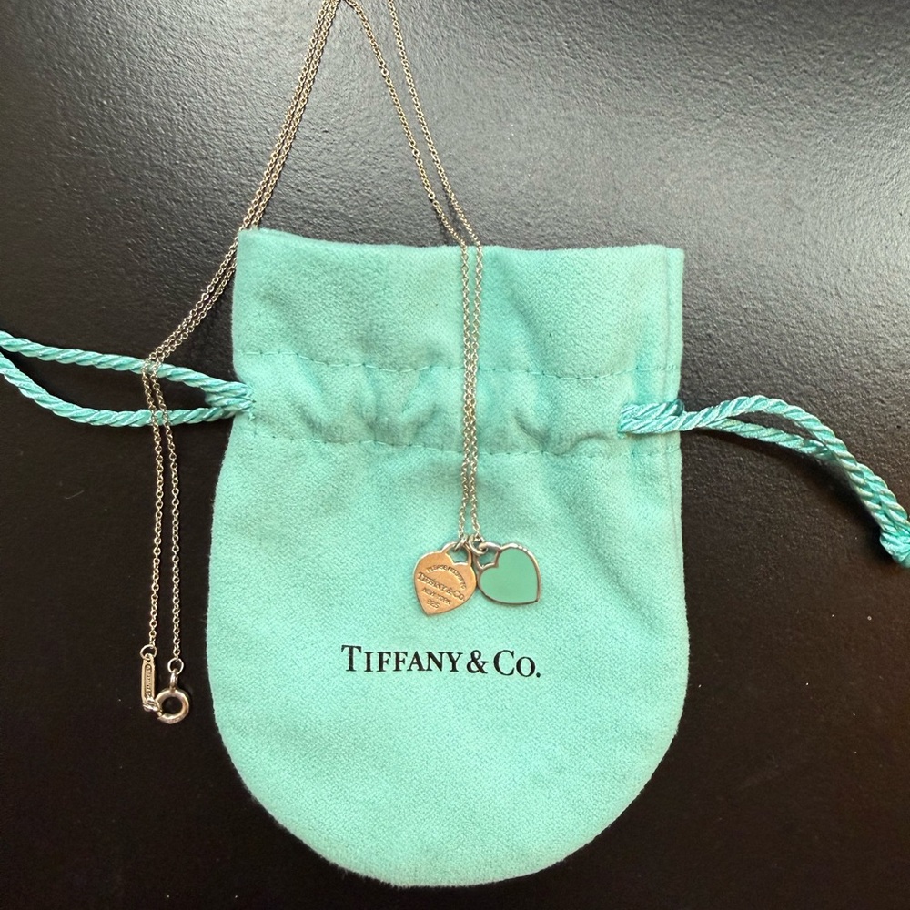 Tiffany & Co. Silver and Turquoise Heart Charm Necklace